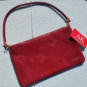 Anne Klein red Elbow Bag/Wristlet NWT Genuine leather